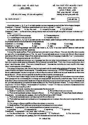 Đề thi thử Tốt nghiệp THPT môn Tiếng Anh - Mã đề 306 - Năm học 2020-2021 - Sở giáo dục và đào tạo Bắc Ninh (Có đáp án)